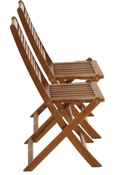 Charles Bentley FSC Acacia Wood Pair of Outdoor Foldable Chairs (H87.5cm x W46cm x D54cm)