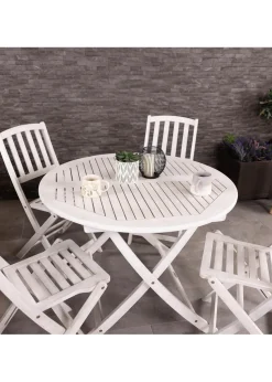 Charles Bentley FSC Acacia White Washed Wooden Outdoor Patio Dining Set 4 Seat