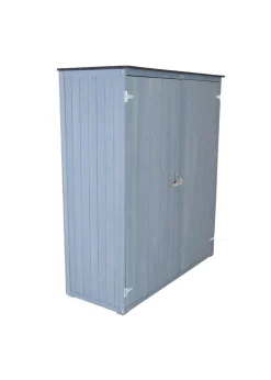 Charles Bentley FSC Garden Chest Storage Shed Grey Wooden (H155cm x L55cm x W138cm)