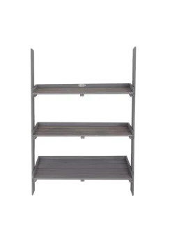 Charles Bentley FSC Wide Wooden Ladder Planter Grey 3 Shelves (H110cm x D33cm x W79cm)