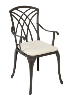 Charles Bentley Furniture Cast Aluminium Bistro Set Black Table & 2 Arm Chairs (3 Piece)