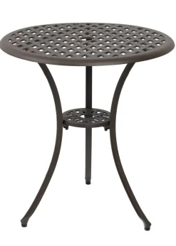 Charles Bentley Furniture Cast Aluminium Bistro Set Black Table & 2 Arm Chairs (3 Piece)