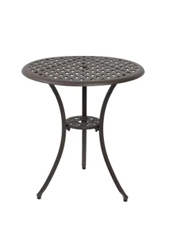 Charles Bentley Furniture Cast Aluminium Bistro Set Black Table & 2 Arm Chairs (3 Piece)