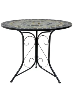 Charles Bentley Garden Blue Mosaic Dining Set With Folding Chairs Patio (5 Piece)