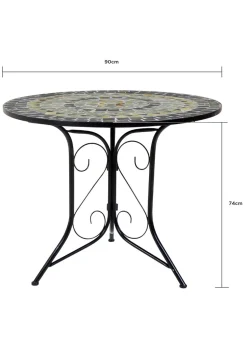 Charles Bentley Garden Blue Mosaic Dining Set With Folding Chairs Patio (5 Piece)