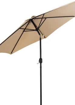Charles Bentley Garden Metal Beige Patio Umbrella Parasol With Crank & Tilt (235.5cm, 38mm Pole)