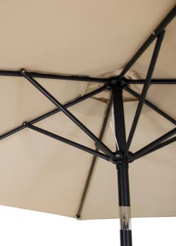 Charles Bentley Garden Metal Beige Patio Umbrella Parasol With Crank & Tilt (235.5cm, 38mm Pole)