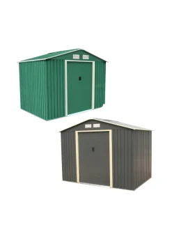 Charles Bentley Green Metal Garden Storage Shed Zinc Floor Frame (W8ft x D6ft)