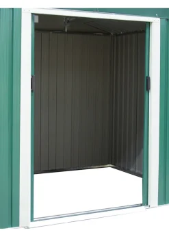 Charles Bentley Green Metal Garden Storage Shed Zinc Floor Frame (W8ft x D6ft)