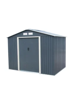 Charles Bentley Grey Metal Garden Storage Shed Zinc Floor Frame (W8ft x D6ft)