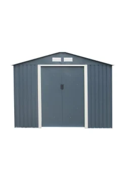 Charles Bentley Grey Metal Garden Storage Shed Zinc Floor Frame (W8ft x D6ft)