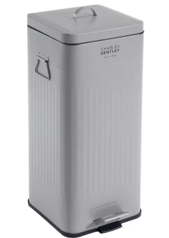 Charles Bentley Grey Retro Steel Square Kitchen Bin Light