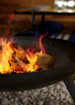 Charles Bentley Large Round Oil Finished Fire Pit Steel Outdoor Heating