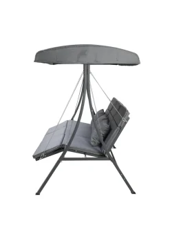 Charles Bentley Lounger Swing Chair for Garden or Patio Grey (3 Seater)