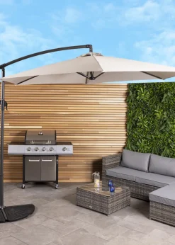 Charles Bentley 3m Hanging Banana Cantilever Garden Umbrella Light Grey