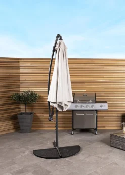 Charles Bentley 3m Hanging Banana Cantilever Garden Umbrella Light Grey