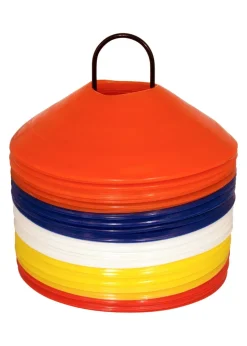 Charles Bentley Multi Coloured Space Disc Training Markers Cones With Stand (Pack of 50)