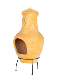 Charles Bentley Outdoor Large Terracotta Clay Chiminea Patio Heater (80cm x 40cm)