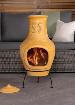 Charles Bentley Outdoor Large Terracotta Clay Chiminea Patio Heater (80cm x 40cm)