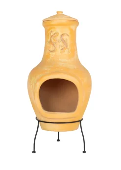 Charles Bentley Outdoor Large Terracotta Clay Chiminea Patio Heater (80cm x 40cm)