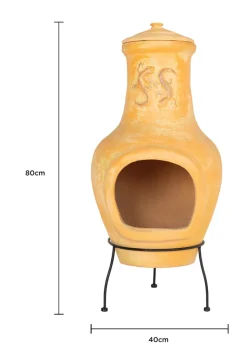 Charles Bentley Outdoor Large Terracotta Clay Chiminea Patio Heater (80cm x 40cm)