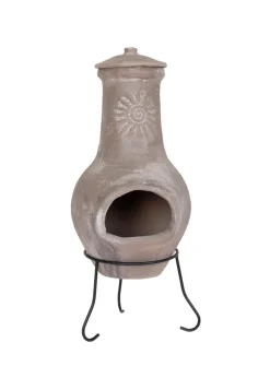 Charles Bentley Outdoor Medium Natural Clay Chiminea Patio Heater (80cm x 35cm)