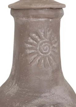 Charles Bentley Outdoor Medium Natural Clay Chiminea Patio Heater (80cm x 35cm)