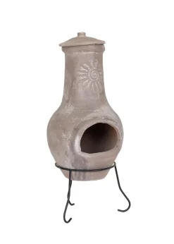 Charles Bentley Outdoor Medium Natural Clay Chiminea Patio Heater (80cm x 35cm)