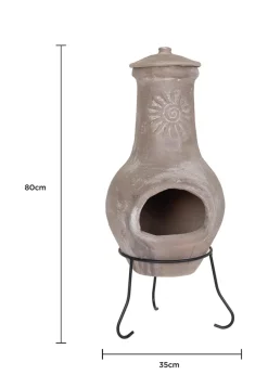 Charles Bentley Outdoor Medium Natural Clay Chiminea Patio Heater (80cm x 35cm)
