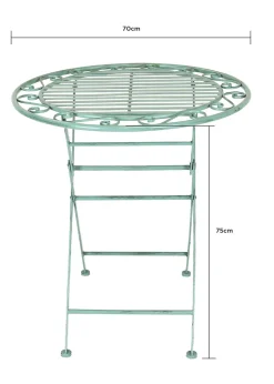 Charles Bentley Rustic Wrought Iron Outdoor Bistro Set Sage Green (2 Seater)