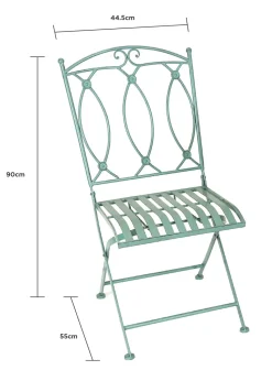 Charles Bentley Rustic Wrought Iron Outdoor Bistro Set Sage Green (2 Seater)