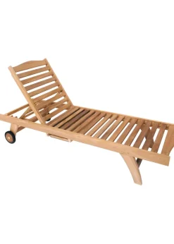 Charles Bentley Solid Wooden Teak Garden Patio Reclining Sun Lounger Sunbed (H35cm x W202cm x D65cm)