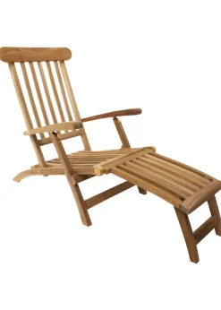 Charles Bentley Solid Wooden Teak Steamer Chair/Sun Lounger Garden Furniture (H61cm x L150cm x W95cm)
