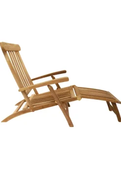 Charles Bentley Solid Wooden Teak Steamer Chair/Sun Lounger Garden Furniture (H61cm x L150cm x W95cm)