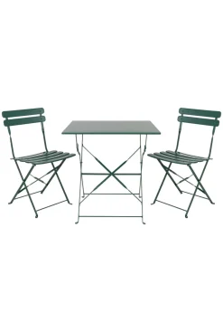 Charles Bentley Square Folding Metal Bistro Set Patio Garden Outdoor (2 Seater)