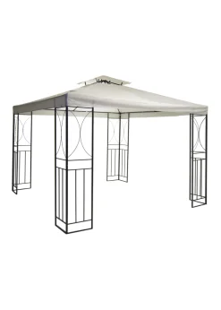 Charles Bentley Steel Art Cream Gazebo Party Tent With Fly Screen (H3m x L3m x W2.6m)