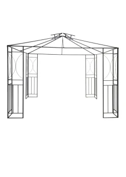 Charles Bentley Steel Art Cream Gazebo Party Tent With Fly Screen (H3m x L3m x W2.6m)