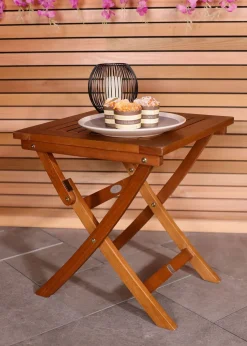 Charles Bentley Wooden Square Foldable Table FSC Certified (H50cm x W45cm x D45cm)