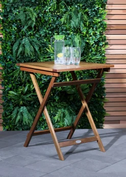 Charles Bentley Wooden Square Foldable Table FSC Certified (H74cm x W60cm x D60cm)