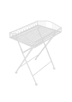 Charles Bentley Wrought Decorative Iron Garden Side Table White (H40cm x L55cm x W67cm)