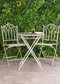 Charles Bentley Wrought Iron Feminine Bistro Set Grey (2 Seater)