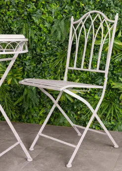 Charles Bentley Wrought Iron Feminine Bistro Set Grey (2 Seater)