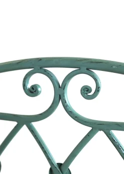 Charles Bentley Wrought Iron Rustic Companion Seat for Two Sage Green (H68.5cm x W155cm x D91.5cm)