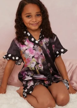 Chi Chi London Black Floral Spot Print Pyjama Short Set (3-9 Years)