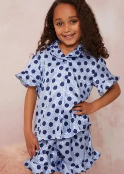 Chi Chi London Blue Girls Spot Print Pyjama Short Set (3-8 Years)