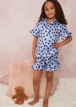 Chi Chi London Blue Girls Spot Print Pyjama Short Set (3-8 Years)