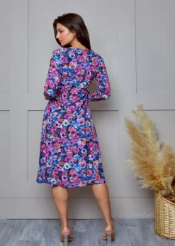 Chi Chi London Multi Floral Button Through Midi Dress