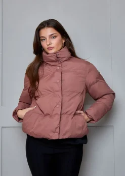 Chi Chi London Rust Cropped Padded Puffer Coat