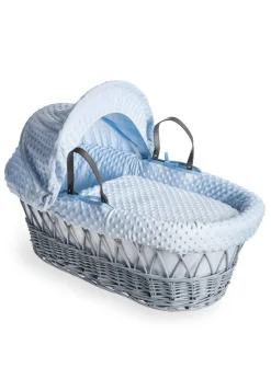 Clair de Lune Blue Dimple Wicker Moses Basket