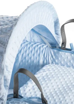 Clair de Lune Blue Dimple Wicker Moses Basket